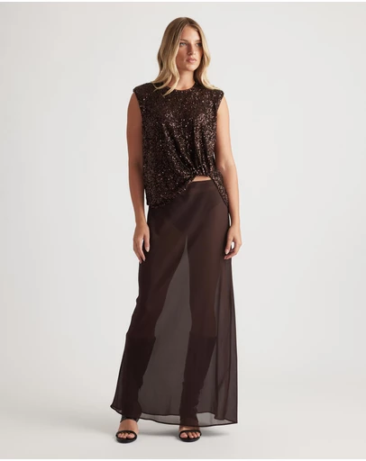 Decjuba - Nadia Sequin Front Knot Tee