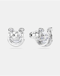 Swarovski - Symbolica Stud Earrings, Round Cut, Pav, Horseshoe, Blue, Rhodium Plated