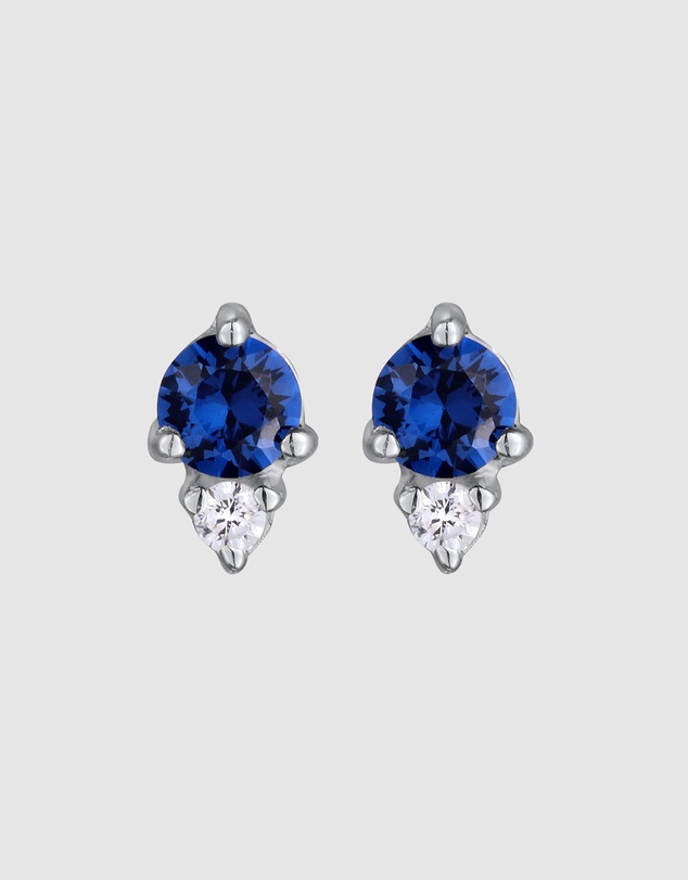 Elli Jewelry - Sapphire and Zirconia Stud Earrings in 925 Silver