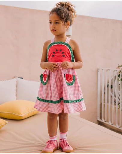 Huxbaby - One-In-A-Melon Check Dress - Babies-Teens