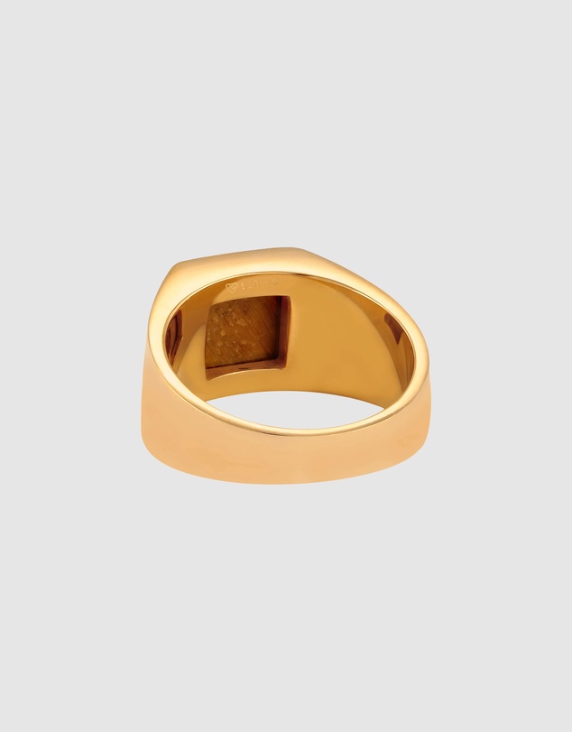 Kuzzoi - ICONIC EXCLUSIVE - Tiger's Eye Signet Ring with in Gold-Plated 925 Sterling Silver