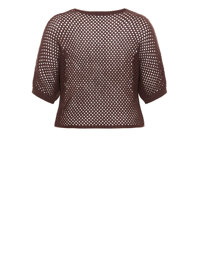 City Chic - Plus size Crochet Knit Top - chocolate