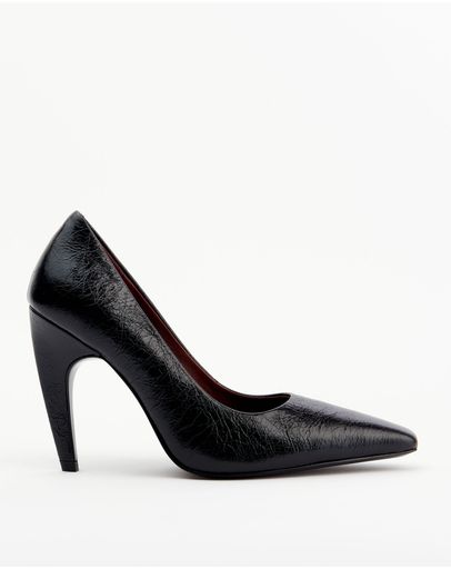 Black Oily Crinkle Leather