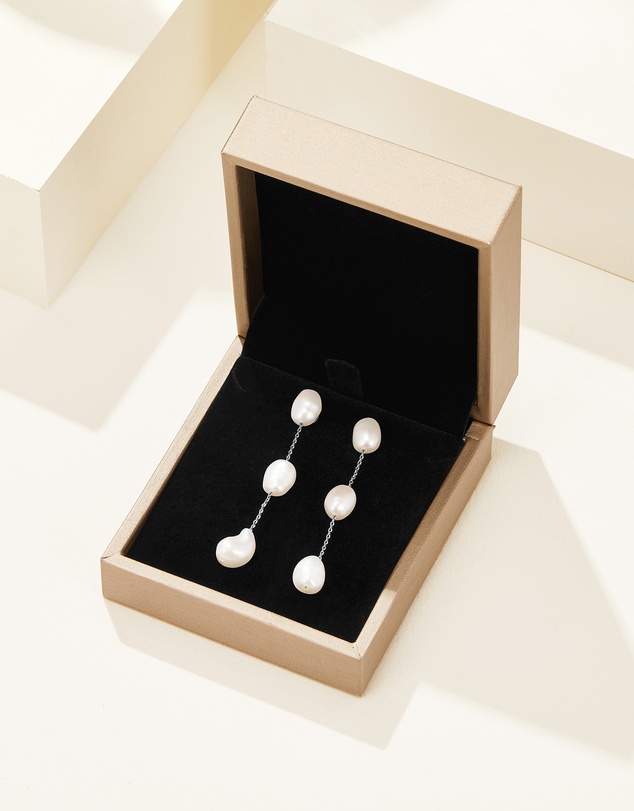 Mestige - Monaco Freshwater Pearl Earrings - Silver Plated