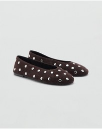 M.N.G - Suede Studded Ballet Flats