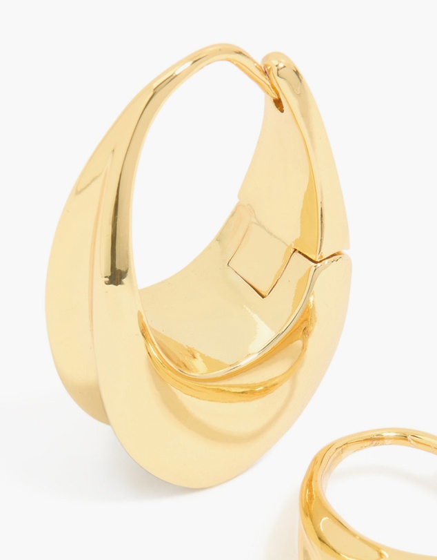 Lovisa - Waterproof Gold Plated Stainless Steel Oval Concave Hoop Earrings