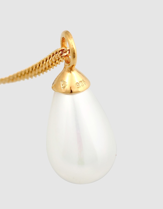 Elli Jewelry - Shell Pearl Long Necklace in Gold-Plated 925 Silver