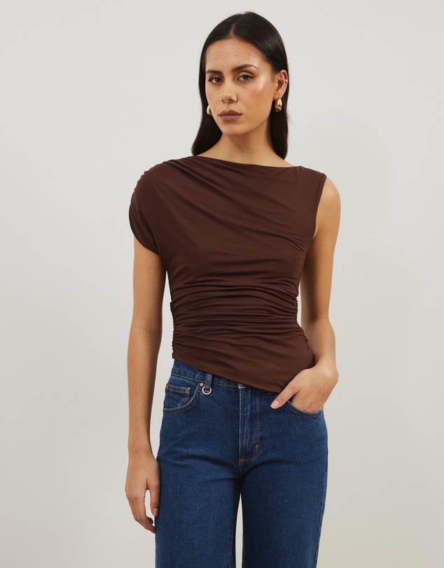 Atmos&Here - Gathered Shoulder Bamboo Top