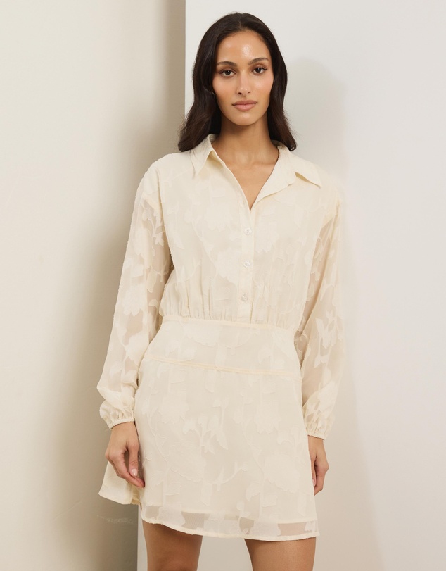 Atmos&Here - Livia Jacquard Mini Shirt Dress