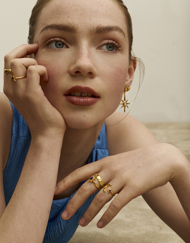Ottoman Hands - Moonstone Star Drop Earrings