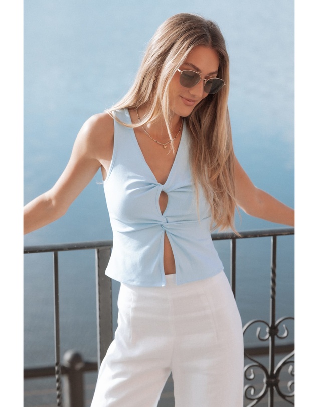 Petal & Pup - Emmeline Twist Front Top - Pale Blue