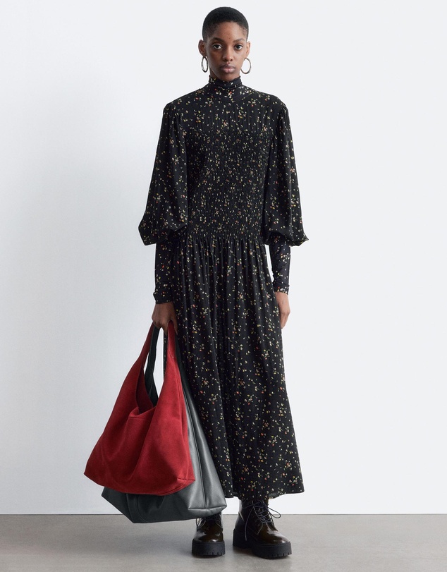& Other Stories - Smocked Balloon-Sleeve Midi Dress