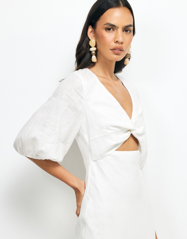 AERE - Idalia Twist Front Linen Midi Dress