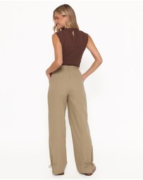 Petal & Pup - Asher Tie Detail Tapered Leg Pants - Olive