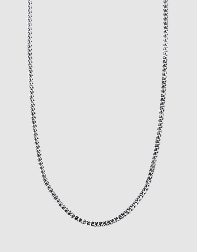 Kuzzoi - ICONIC EXCLUSIVE - Classic Curb Chain Necklace in Oxidised 925 Sterling Silver