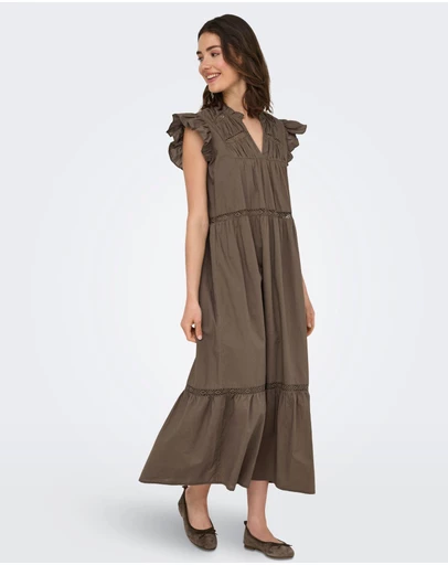 ONLY - Sunny Frilled Cotton Maxi Dress