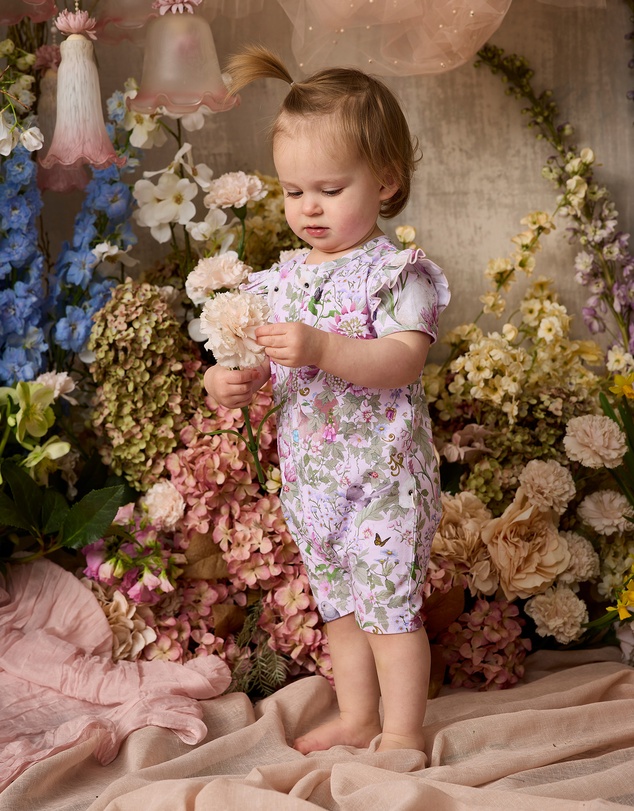Fleur Harris - 'Heirloom Treasures' Precious Shorty Frill Coverall in Pink Multi