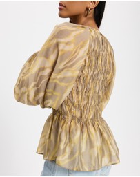 & Other Stories - Balloon-Sleeve Smocked Blouse