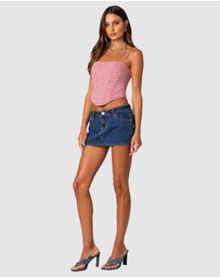 EDIKTED - Pippa Gingham Lace Up Corset