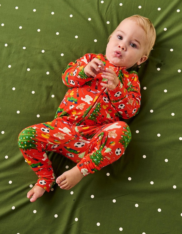 Kip&Co - Christmas Toys Organic Long Sleeve Zip Romper - Babies