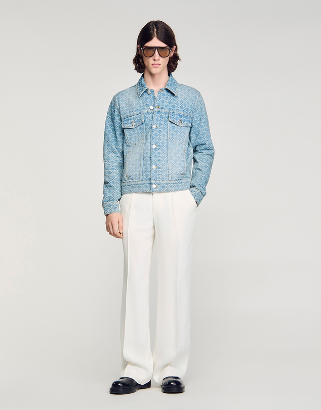 Sandro - Cross Sanded Trucker Denim Jacket