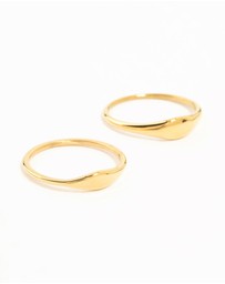 Lovisa - Waterproof Gold Plated Stainless Steel Dainty Signet Rings 2-Pack