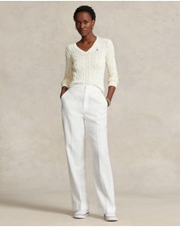 Polo Ralph Lauren - Kimberly Cable Knit Cotton V-Neck Sweater