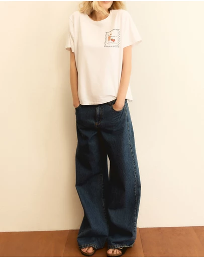 Emme - Wool White Cotton T-Shirt & Tote Set