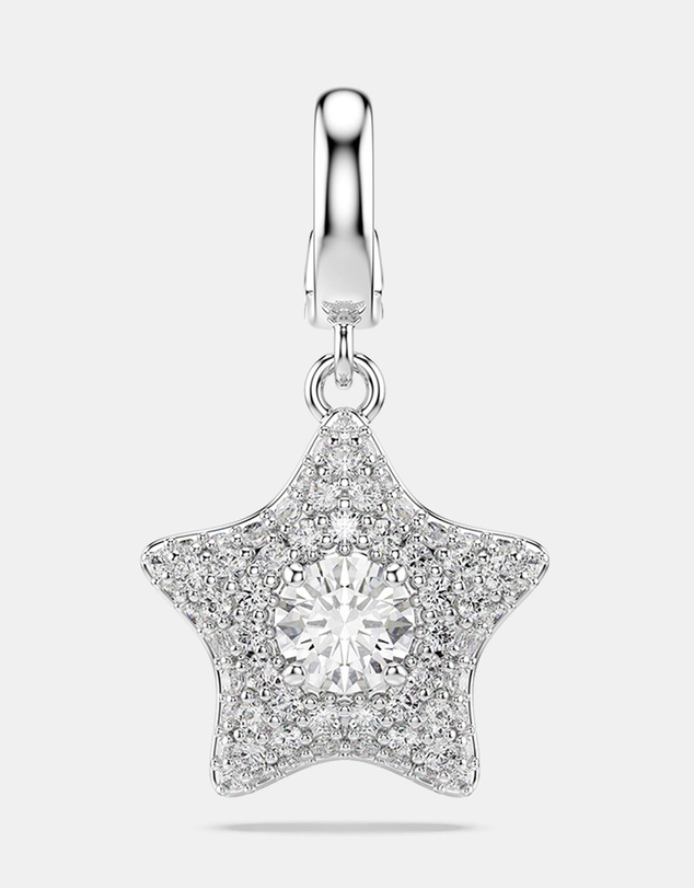 Swarovski - Sublima Charm, Round Cut, Star, White, Rhodium Plated