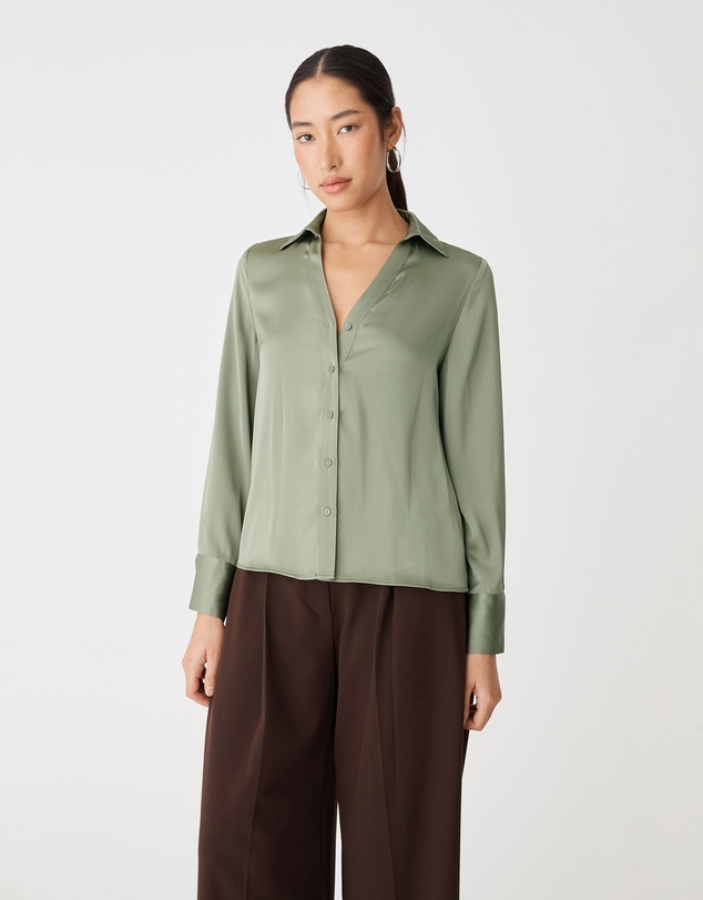 Forcast - Lila V-neck Satin Blouse