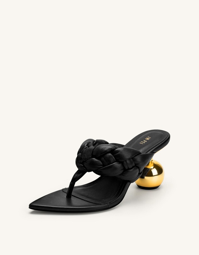 JW PEI - Ellie Braided Orb Heel Thong Mule Heels