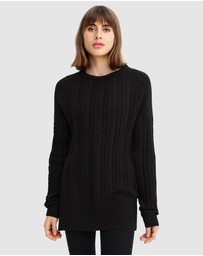 Belle & Bloom - At Last Cable Knit Jumper with Slit