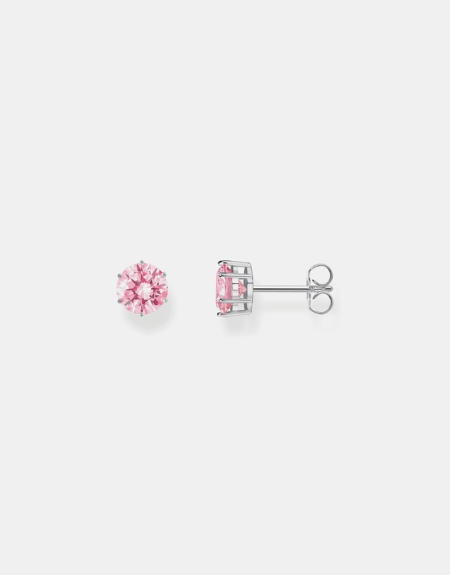 THOMAS SABO - Ear studs with big, pink zirconia