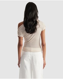 Decjuba - Ruby Gathered Lurex Top