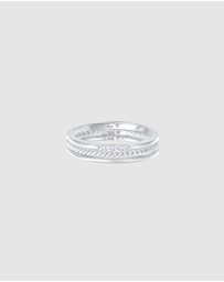 Elli Jewelry - Ring Stacking Set Structured with Zirconia Crystals in 925 Sterling Silver