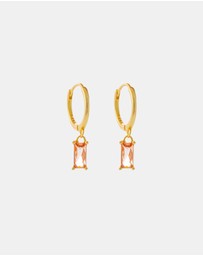 Pastiche - Vera Huggies Earrings- Gold plated 925 silver -Rose stone