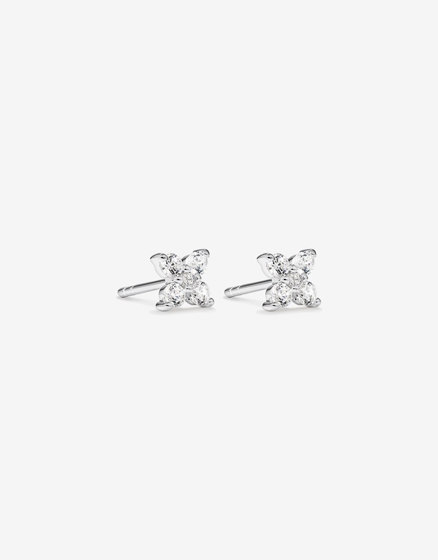 Michael Hill - Floral Stud Earrings with Cubic Zirconia in Sterling Silver