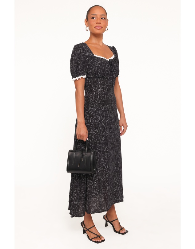 Petal & Pup - Francine Lace Midi Dress - Black Polka Dot