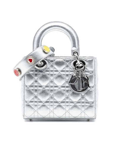 Pre-Loved by Azura Reborn - Pre-Loved Small Metallic Grained Calfskin Cannage My ABCDior Lady Dior