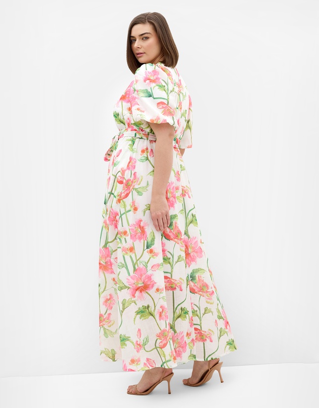 City Chic - Plus size Jamie Floral Print Maxi Dress - white