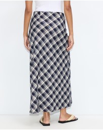 Dazie - Bronte Bias Cut Check Maxi Skirt