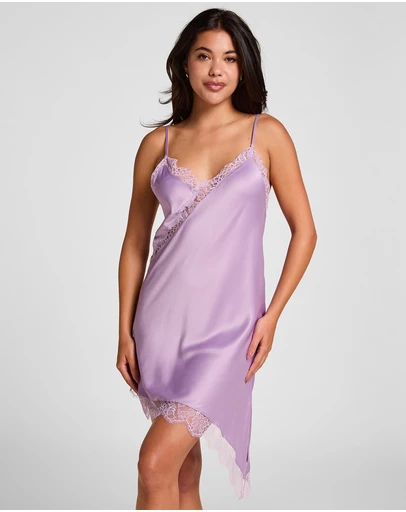 Hunkemoller - Satin Lace Asymmetric Slipdress