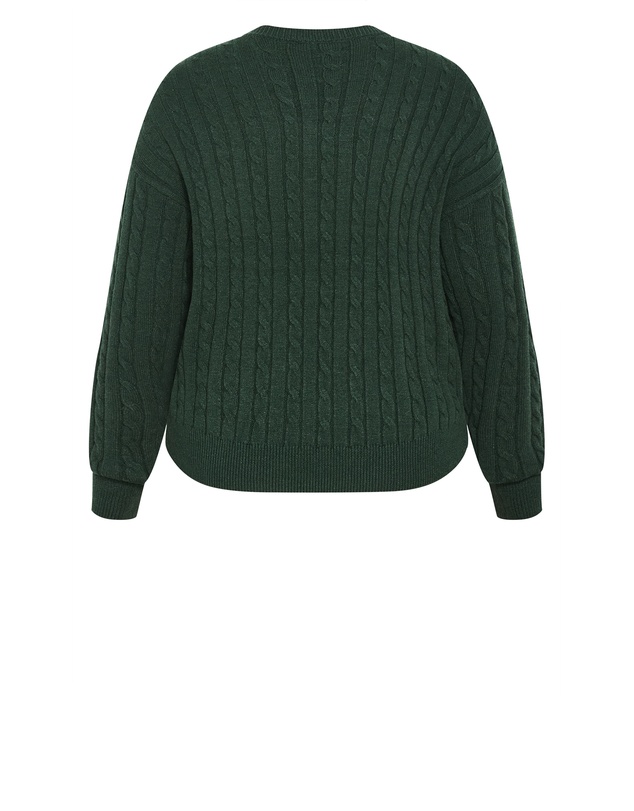City Chic - Plus size Kenia Crew Neck Knit Jumper - hunter green