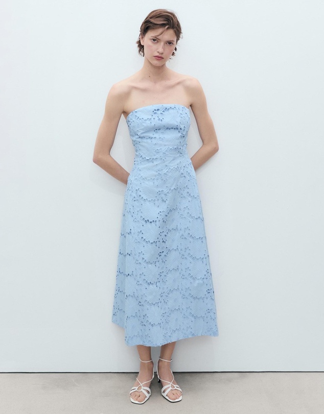 M.N.G - Sky Embroidered Strapless Dress