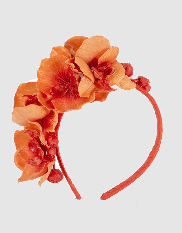Max Alexander - Orange Orchid Flower Fascinator