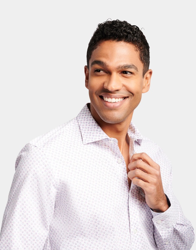 Brooksfield - Two-Tone Print Reg Fit Business Shirt