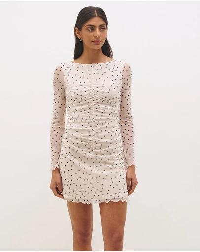 MON RENN - Vesper Spot Long Sleeve Mini Dress