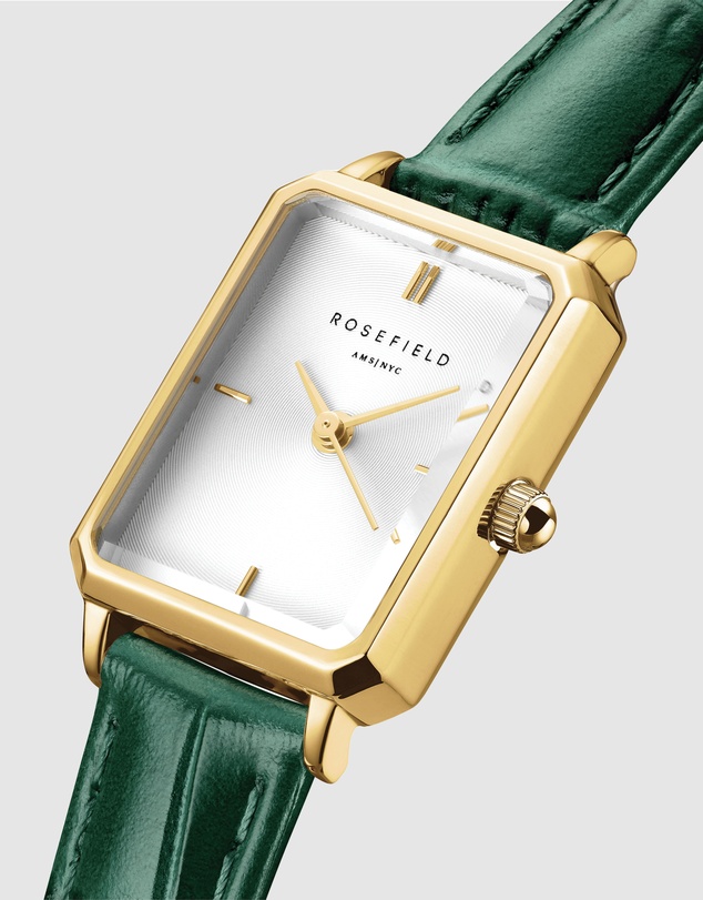 Rosefield - The Octagon XS Green Croco Leather Watch