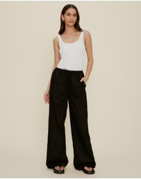 The Fated - Lucie Drawstring Linen Blend Pants