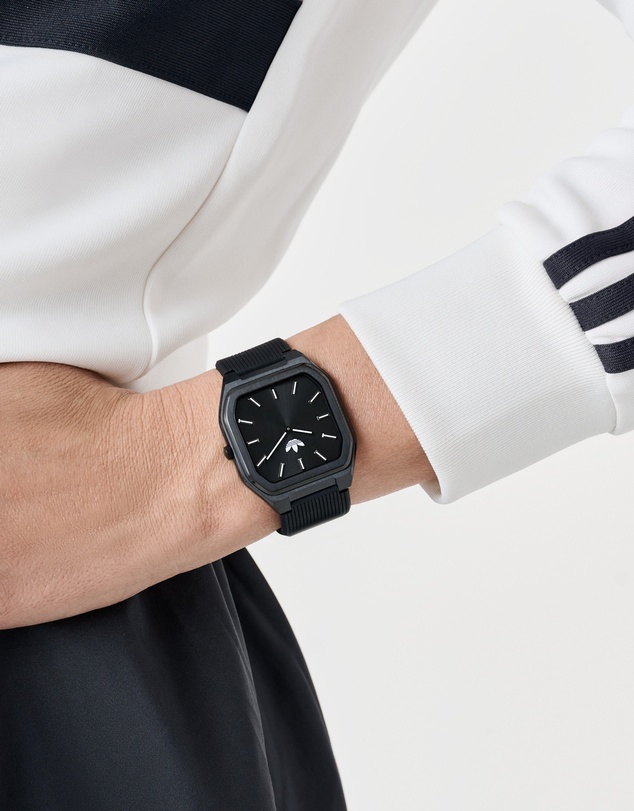 adidas Originals - City Tech Square 39mm Black Silicone Strap Watch